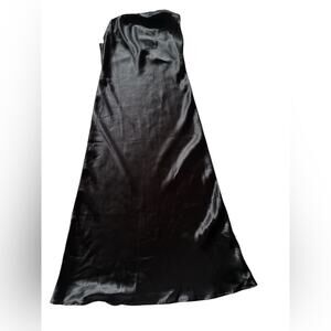 Women Small Black satin silky feel Strapless Maxi Goth, Witchy Romantic Dark Fem